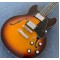 Custom 1959 339 Vintage Sunburst Semi Hollow Body Jazz Electric Guitar Double F Holes, Semi-Gloss Finihsed, Dot Inlay, Cream Body Binding