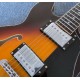 Custom 1959 339 Vintage Sunburst Semi Hollow Body Jazz Electric Guitar Double F Holes, Semi-Gloss Finihsed, Dot Inlay, Cream Body Binding