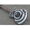 Custom Shop Zakk Wylde bullseye Metallic Silver & Black Electric Guitar White Block Pearl Inlay, Copy EMG Passive Pickups, Black Hardware