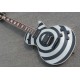 Custom Shop Zakk Wylde bullseye Metallic Silver & Black Electric Guitar White Block Pearl Inlay, Copy EMG Passive Pickups, Black Hardware