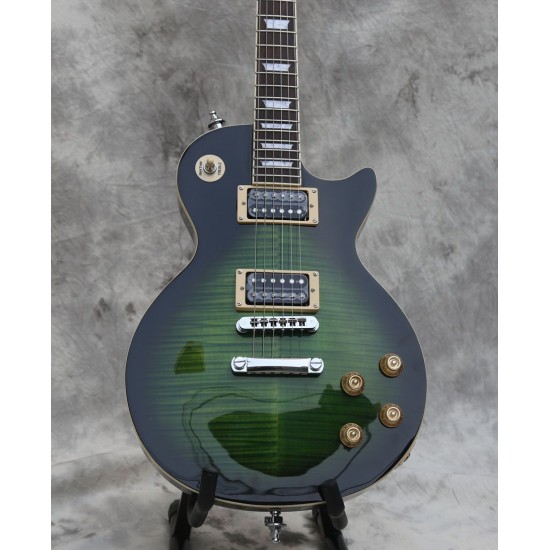 Custom 1958 Slash Signed 2017 Limited Edition Anaconda Burst Flame Top Green Electric Guitar Dark Brown Back, Little Pin Tone Pro Bridge