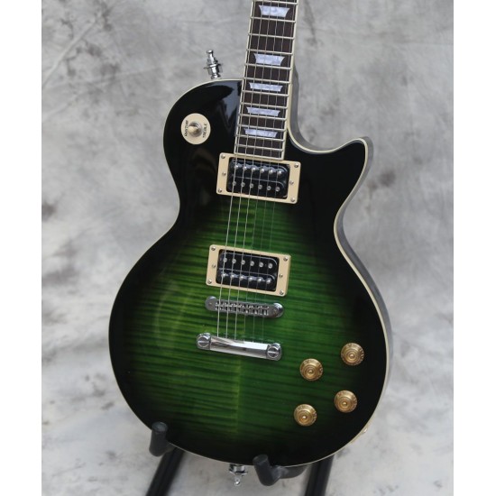 Custom 1958 Slash Signed 2017 Limited Edition Anaconda Burst Flame Top Green Electric Guitar Dark Brown Back, Little Pin Tone Pro Bridge