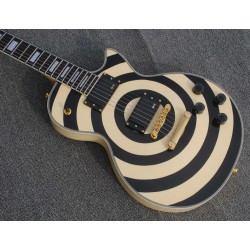 Custom Shop Zakk Wylde bullseye Cream & Black Electric Guitar Mahogany Body & Neck, Copy EMG Passive Pickups, Split Diamond Headstock Logo