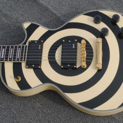 Custom Shop Zakk Wylde bullseye Cream & Black Electric Guitar Mahogany Body & Neck, Copy EMG Passive Pickups, Split Diamond Headstock Logo