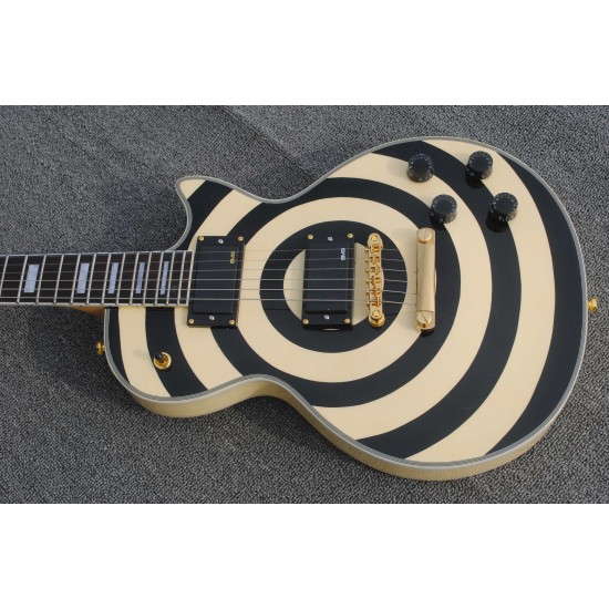 Custom Shop Zakk Wylde bullseye Cream & Black Electric Guitar Mahogany Body & Neck, Copy EMG Passive Pickups, Split Diamond Headstock Logo