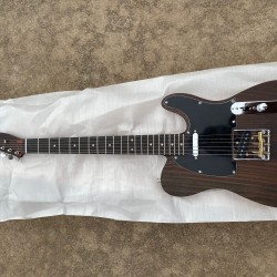 Rare Paul Waller George Harrison Satin Matte Brown Tele Electric Guitar Rosewood Body & Neck, Rounded Input Jack, Sandwich Line, Vintage Tuners, Black Pickguard