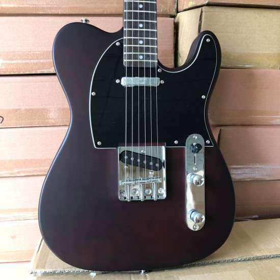 Paul Waller George Harrison Tribute Matte Brown Tele Electric Guitar 3 Saddle bridge, Black Pickguard