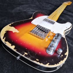 Rare Master built Andy Summers Tribute Heavy Relic Vintage Sunburst Tele TL Electric Guitar Active Wires, Boost Tuner H Switch to S Pickup