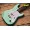 Custom TomDelonge Strat Surf Green Electric Guitar Special Inlay, Big Headstock, White Pearl Pickguard, Engraved Neck Plate, Vintage Tuners, Tremolo Bridge