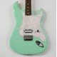 Custom TomDelonge Strat Surf Green Electric Guitar Special Inlay, Big Headstock, White Pearl Pickguard, Engraved Neck Plate, Vintage Tuners, Tremolo Bridge