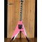 Rare Vinnie Vincent Flying V Double V Pink White Electric Guitar,Floyd Rose Tremolo, Shark Fin Inlay,EMG Pickup, Black Hardware