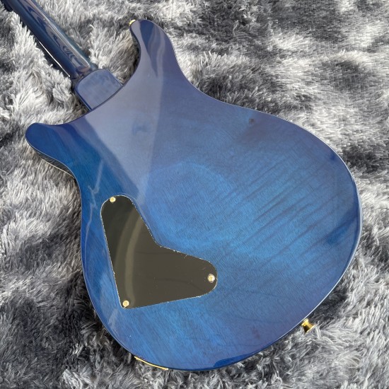 Rare Reed Dragon 2000 #30 Trans Blue Flame Maple Top Electric Guitar Abalone Birds Inlay, Wrap Arround Tailpiece, Gold Hardware