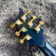 Rare Reed Dragon 2000 #30 Trans Blue Flame Maple Top Electric Guitar Abalone Birds Inlay, Wrap Arround Tailpiece, Gold Hardware