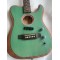 Custom Shop Acoustasonic Tele Satin Green Electric Guitar Hollow Body, Vintage Tuners, Chrome Hardware, No Acoustic PU Only Magnetic Pickups, Deep C Mahogany Neck