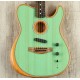 Custom Shop Acoustasonic Tele Satin Green Electric Guitar Hollow Body, Vintage Tuners, Chrome Hardware, No Acoustic PU Only Magnetic Pickups, Deep C Mahogany Neck