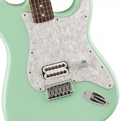 Custom TomDelonge Strat Surf Green Electric Guitar Special Inlay, Big Headstock, White Pearl Pickguard, Engraved Neck Plate, Vintage Tuners, Tremolo Bridge