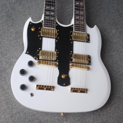 Rare Left Handed 12 & 6 Strings 1275 Double Neck Alpine White Electric Guitar Gold Hardware, Claw Tailpiece, Split parallelogram inlays