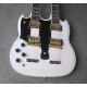 Rare Left Handed 12 & 6 Strings 1275 Double Neck Alpine White Electric Guitar Gold Hardware, Claw Tailpiece, Split parallelogram inlays