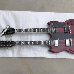 Custom Jimmy Page 12 & 6 strings 1275 Double Neck Led Zeppeli Page Wine Red SG Electric Guitar 2 Different Pickups Special Tailpiece