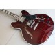 Custom Shop Wine Red 335 Semi Hollow Flame Maple Top Jazz Electric Guitar Chrome Hardware, White MOP Block inlay, Grover Tuners