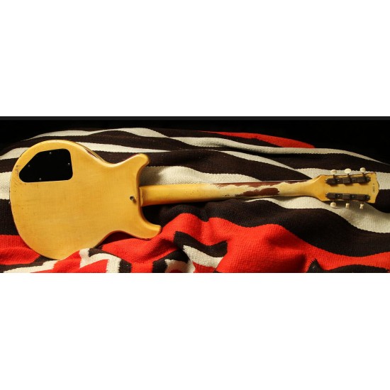 In Stock DC TV Yellow Cream Relic Junior Electric Guitar One Piece Mahogany Body & Neck Dog Ear Black P90 Pickup Red Turtle Shell Pickguard Wrap Around Tailpiece